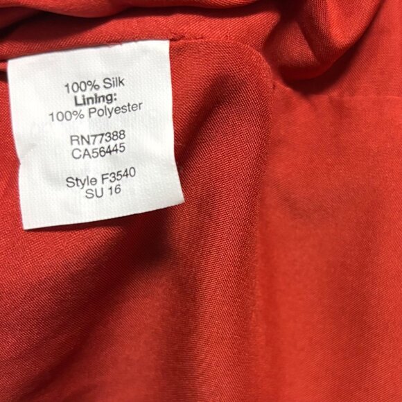 Madewell Red Off-Shoulder Palmflower Pattern Dress Size S 100% Silk - Picture 9 of 9